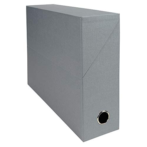 Exacompta 89526E Premium Transferbox aus Leinwandpapier 9cm Rückenbreite mit Griffloch DIN A4 grau ideale Transportbox und perfekt geeignet für die sichere Aufbewahrung Ihrer Ordner von Exacompta