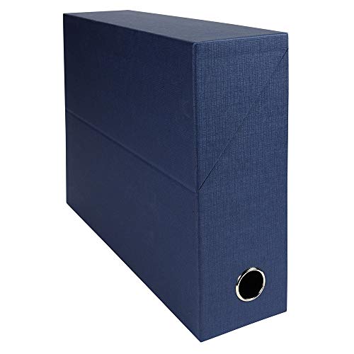 Exacompta 89527E Premium Transferbox aus Leinwandpapier 9cm Rückenbreite mit Griffloch DIN A4 dunkelblau ideale Transportbox und perfekt geeignet für die sichere Aufbewahrung Ihrer Ordner von Exacompta