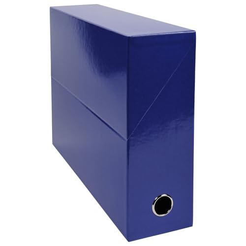 Exacompta 89922E 1 Iderama Transferbox aus durchgefärbtem Papier Rücken 90 mm Metallöse Für Format A4 Abmessungen 25,5 x 34 x 9 cm Farbe dunkelblau Wird montiert geliefert von Exacompta