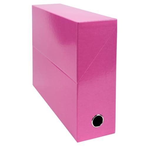 Exacompta 89924E 1 Iderama Transferbox aus durchgefärbtem Papier Rücken 90 mm Metallöse Für Format A4 Abmessungen 25,5 x 34 x 9 cm Farbe rosa Wird montiert geliefert von Exacompta