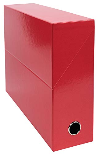 Exacompta 89925E 1 Transferbox Iderama aus durchgefärbtem Papier Rücken 90 mm Metallöse Für Format A4 Abmessungen 25,5 x 34 x 9 cm Farbe Rot Wird montiert geliefert von Exacompta