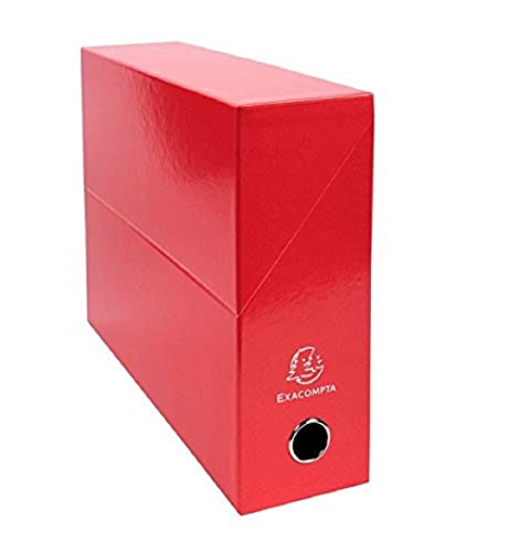 Exacompta 89925E Packung mit 5 Transferboxen Iderama aus laminiertem Karton, robust und strapazierfähig, 24 x 32 cm, Ideal für Ihre Dokumente in Format DIN A4, Rücken 90mm, rot, 5 Stück von Exacompta