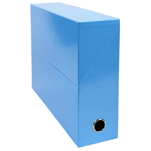 Exacompta 89927E 1 Iderama Transferbox aus durchgefärbtem Papier Rücken 90 mm Metallöse Für Format A4 Abmessungen 25,5 x 34 x 9 cm Farbe hellblau Wird montiert geliefert von Exacompta