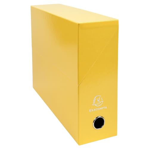 Exacompta 89928E 1 Transferbox Iderama aus durchgefärbtem Papier Rücken 90 mm Metallöse Für Format A4 Abmessungen 25,5 x 34 x 9 cm Farbe gelb Wird montiert geliefert von Exacompta