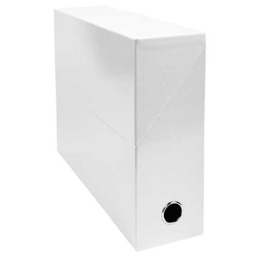 Exacompta 89931E 1 Transferbox Iderama aus durchgefärbtem Papier Rücken 90 mm Metallöse Für Format A4 Abmessungen 25,5 x 34 x 9 cm Farbe weiß Wird montiert geliefert von Exacompta