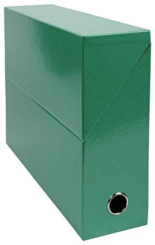 Exacompta 89933E 1 Iderama Transferbox aus durchgefärbtem Papier Rücken 90 mm Metallöse Für Format A4 Abmessungen 25,5 x 34 x 9 cm Farbe dunkelgrün Wird montiert geliefert von Exacompta