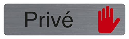 Exacompta - Art.-Nr. 67150E - 1 Türschild selbstklebend Privé - Wandschild bedruckt - auf allen Untergründen - Aluminium Optik gebürstet - Maße: 16,5 x 4,4 cm von EXACOMPTA