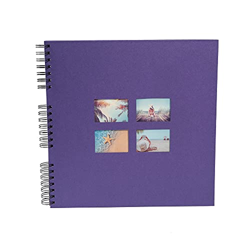 Exacompta 15118E MILANO Spiral-Fotoalbum 360 Fotos 60 schwarze Seiten Format 32 x 32 cm Einband aus violettem Papier mit Textileffekt Fenster zur individuellen Gestaltung FSC® zertifiziert von Exacompta