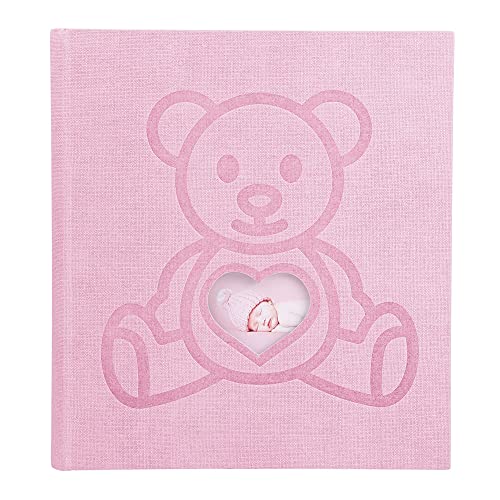 Exacompta 16566E Fotoalbum TEDDY BEAR 300 Fotos 10 x 15 cm 60 weiße Seiten mit Kristallblättern Format 29 x 32 cm Einband aus rosa Strukturpapier Bi-Material-Effekt von Exacompta