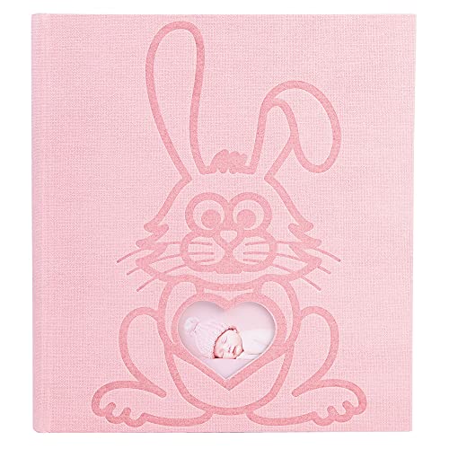 Exacompta 16564E Fotoalbum TEDDY RABBIT 300 Fotos 10 x 15 cm 60 weiße Seiten mit Kristallblättern Format 29 x 32 cm Einband aus rosa Strukturpapier Bi-Material-Effekt von Exacompta