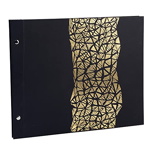 Exacompta 16985E ARAMY Spiral-Fotoalbum 160 Fotos 40 schwarze Seiten Format 37 x 29 cm schwarzer Papiereinband mit Textileffekt Goldprägung FSC® zertifiziert von Exacompta