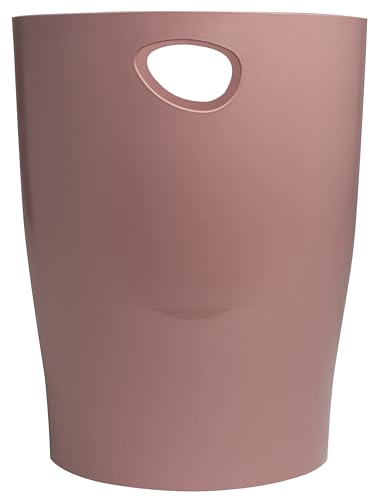 Exacompta - Ref 45338D – 1 Papierkorb mit Griffen ECOBIN Skandi – großes Fassungsvermögen 15 Liter – Maße 26,5 x 26,5 x 33,5 cm – für Büro oder Zuhause – Altrosa von Exacompta