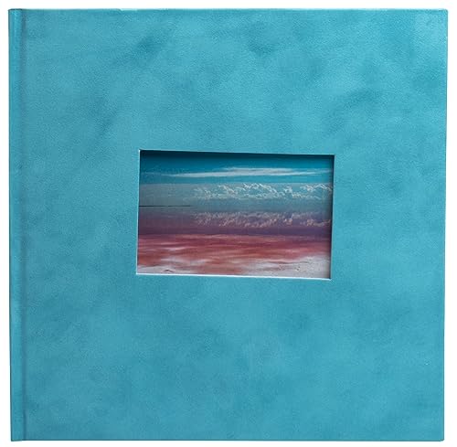 Exacompta - Ref. 16358E – Fotoalbum Skandi – 60 Fotos – 30 weiße Seiten – Format 25 x 25 cm – Einband in türkisfarbener Samt-Optik – Personalisierungsfenster mit visuellem Urlaubslandschaft von Exacompta