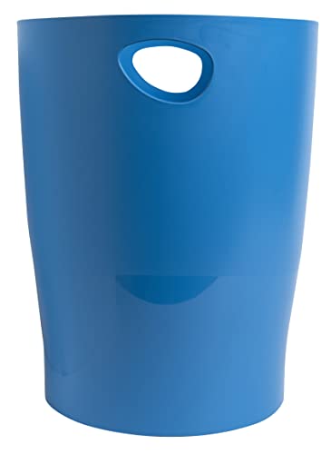 Exacompta - Ref. 45384D – Set mit 8 Papierkörben mit ECOBIN BeeBlue Griffen aus PP – großes Fassungsvermögen 15 Liter – Maße 26,3 x 26,3 x 33,5 cm – für Büro oder Zuhause – türkis von Exacompta