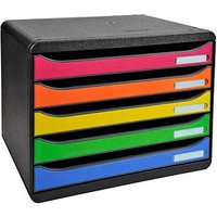 Exacompta Schubladenbox Big-Box Plus quer Classic  rot, orange, gelb, grün, blau DIN A4 quer mit 5 Schubladen von Exacompta