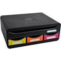 Exacompta Schubladenbox Toolbox  schwarz, gelb, orange, pink DIN A4+ quer mit 4 Schubladen von Exacompta