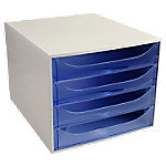 Exacompta Schubladenbox mit 4 Schubladen EcoBox Kunststoff Hellgrau, Blau 28,4 x 34,8 x 23,4 cm von Exacompta