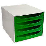 Exacompta Schubladenbox mit 4 Schubladen EcoBox Kunststoff Hellgrau, Grün 28,4 x 34,8 x 23,4 cm von Exacompta