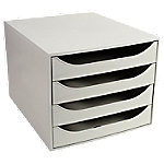 Exacompta Schubladenbox mit 4 Schubladen EcoBox Kunststoff Hellgrau 28,4 x 34,8 x 23,4 cm von Exacompta