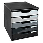 Exacompta Schubladenbox mit 5 Schubladen Big Box Kunststoff Schwarz, Grau 28,8 x 35 x 32 cm von Exacompta