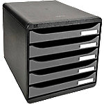 Exacompta Schubladenbox mit 5 Schubladen Big Box Plus Kunststoff Schwarz, Silber 27,8 x 34,7 x 27,1 cm von Exacompta
