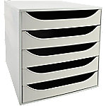 Exacompta Schubladenbox mit 5 Schubladen EcoBox Kunststoff Hellgrau 28,4 x 34,8 x 29 cm von Exacompta
