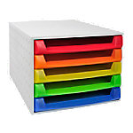 Exacompta Schubladenbox mit 5 Schubladen The Box Kunststoff Farbig sortiert 28,4 x 38,7 x 21,8 cm von Exacompta