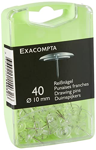 Exacompta 14032E 40er Pack Reißnägel Ø10mm glasklar in Kunststoffbox von Exacompta