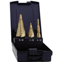 Exact 07014 HSS Stufenbohrer-Set 3teilig 4 - 12 mm, 4 - 20 mm, 6 - 30mm TiN 3-Flächenschaft 1 Set Exact 07014 HSS Stufenbohrer-Set 3teilig 4 - 12 mm, 4 - 20 mm, 6 - 30mm TiN 3-Flächenschaft 1 Set von Exact