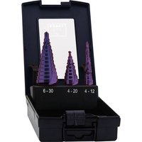 Exact 09014 HSS Stufenbohrer-Set 4 - 12 mm, 4 - 20 mm, 6 - 30mm TiN, TiALN 3-Flächenschaft 1St. Exact 09014 HSS Stufenbohrer-Set 4 - 12 mm, 4 - 20 mm, 6 - 30mm TiN, TiALN 3-Flächenschaft 1St. von Exact