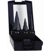 Exact 50070 HSS Stufenbohrer-Set 3teilig 4 - 12 mm, 12 - 20 mm, 20 - 30mm TiAIN 3-Flächenschaft 1 S von Exact