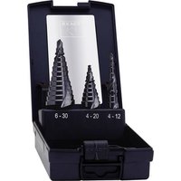 Exact 50071 HSS Stufenbohrer-Set 3teilig 4 - 12 mm, 4 - 20 mm, 6 - 30mm TiAIN 3-Flächenschaft 1 Set von Exact