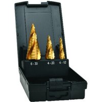 Exact Stufenbohrer HSS TiN Set 4-fach Spiralnute 4-30 mm Exact Stufenbohrer HSS TiN Set 4-fach Spiralnute 4-30 mm von Exact