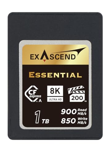 Exascend Essential CFexpress Typ A Karte, VPG200-zertifiziert, nachhaltiges Lesen 900 MB/s, kompatibel mit Sony a1 / a7S III / a7 IV / FX3 / FX6 (1 TB) Exascend Essential CFexpress Typ A Karte, VPG200-zertifiziert, nachhaltiges Lesen 900 MB/s, kompatibel mit Sony a1 / a7S III / a7 IV / FX3 / FX6 (1 TB) von Exascend