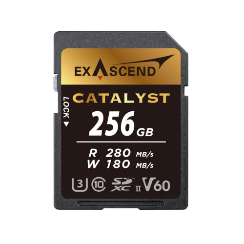 Exascend Catalyst 256GB SDXC Karte (UHS-II, V60) – Bis zu 280 MB/s Lesen, 180 MB/s Schreiben – Für 4K/6K Video, DSLR & spiegellose Kameras, Serienbildaufnahmen von Exascend