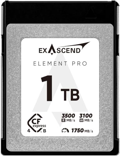 Exascend Element Pro 1TB CFexpress 4.0 Typ B Speicherkarte – Extrem hohe Geschwindigkeit bis 3500 MB/s Lesen, 3100 MB/s Schreiben – Für 8K RAW Video, Profi-Kameras & Serienbildaufnahmen Exascend Element Pro 1TB CFexpress 4.0 Typ B Speicherkarte – Extrem hohe Geschwindigkeit bis 3500 MB/s Lesen, 3100 MB/s Schreiben – Für 8K RAW Video, Profi-Kameras & Serienbildaufnahmen von Exascend