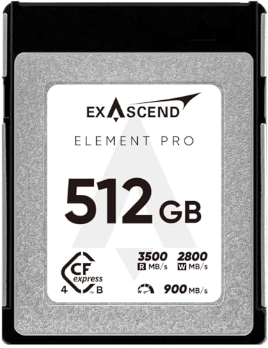 Exascend Element Pro 512GB Cfexpress 4.0 Typ B Speicherkarte – Extrem hohe Geschwindigkeit bis 3500 MB/s Lesen, 2800 MB/s Schreiben – Für 8K RAW Video, Profi-Kameras & Serienbildaufnahmen Exascend Element Pro 512GB Cfexpress 4.0 Typ B Speicherkarte – Extrem hohe Geschwindigkeit bis 3500 MB/s Lesen, 2800 MB/s Schreiben – Für 8K RAW Video, Profi-Kameras & Serienbildaufnahmen von Exascend