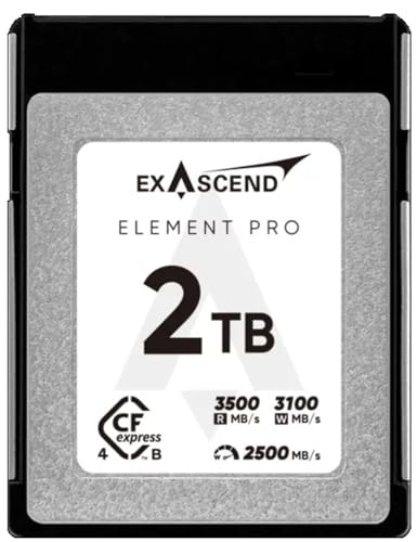 Exascend Element Pro 2TB CFexpress 4.0 Typ B Speicherkarte – Extrem hohe Geschwindigkeit bis 3500 MB/s Lesen, 3100 MB/s Schreiben – Für 8K RAW Video, Profi-Kameras & Serienbildaufnahmen Exascend Element Pro 2TB CFexpress 4.0 Typ B Speicherkarte – Extrem hohe Geschwindigkeit bis 3500 MB/s Lesen, 3100 MB/s Schreiben – Für 8K RAW Video, Profi-Kameras & Serienbildaufnahmen von Exascend