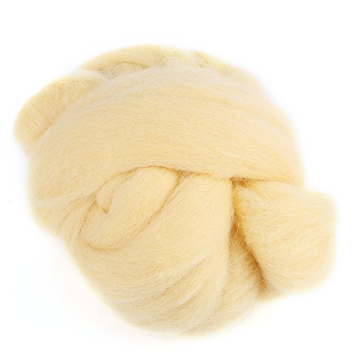 8Farben 55g farbige Nadel Filzen Wolle Roving Spinnen Nähen Trimmen Handarbeitsmaterial(Beige) von Exblue