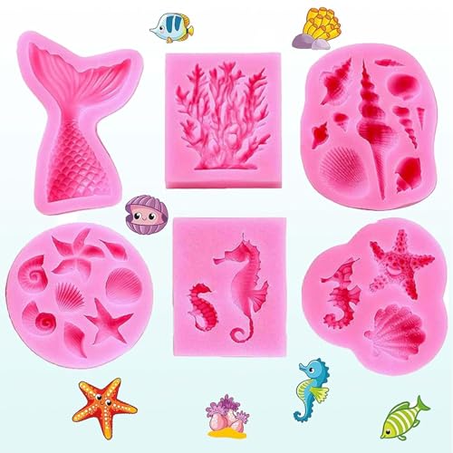 6 Pieces Meerjungfrau Fondantform, Silikonformen Backen, Ozean Tier Meerestiere Silikon Backform, Silikonform Fisch Geeignet Für Die Herstellung Von Kuchen, Pralinen, Süßigkeiten, Eis, Gelee 6 Pieces Meerjungfrau Fondantform, Silikonformen Backen, Ozean Tier Meerestiere Silikon Backform, Silikonform Fisch Geeignet Für Die Herstellung Von Kuchen, Pralinen, Süßigkeiten, Eis, Gelee von Exbrith