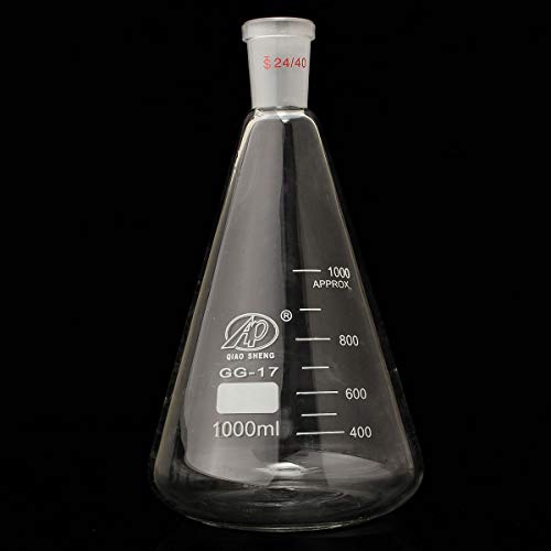 ExcLent 1000 Ml, 24/40, Erlenmeyerkolben Aus Glas, 1 L, Konische Flasche, Laborchemie-Glaswaren von ExcLent