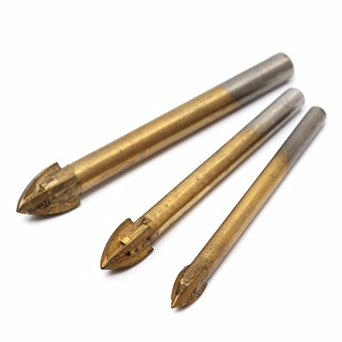 ExcLent 3Pcs 6/8/10Mm Titanium Carbide Tile Glass Drill Bit Cross Spear Point Head Drill Bits von ExcLent