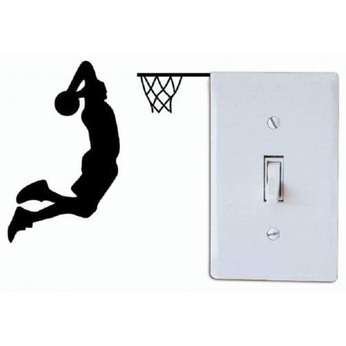 ExcLent Basketball-Spieler Dunk Silhouette Lichtschalter Aufkleber Cartoon Sport Vinyl Wall Decor - Schwarz 11 X 12 cm von ExcLent