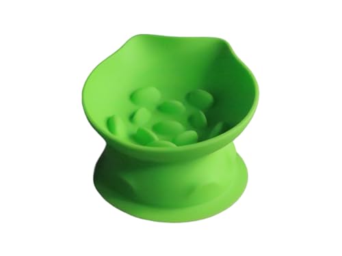 Exclent Silikon Slow Feeder Katzennapf, Rosa Blau Grün, Schräges Design mit Saugnapfboden, Anti-Ersticken Haustier Futternapf für Katzen und Hunde (Grün) von ExcLent