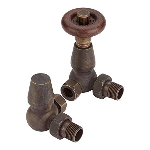 Excel Home Thermostatische Heizkörperventile, traditionelles Design, 1,27 cm x 15 mm, Metallkopf-Heizkörperventile (Antik-Messing-Ecke, Chelsea) von Excel Home