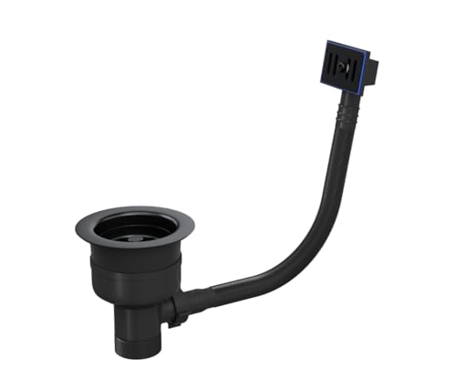 Top Fix Küchenspüle-Sieb – 90 mm Edelstahl Küchenspüle Ablauf-Set mit rundem und quadratischem Überlauf – Design für einfache Selbstmontage | wasserdichte Dichtung, Drop-In Montage (mattschwarz) von Excel Home