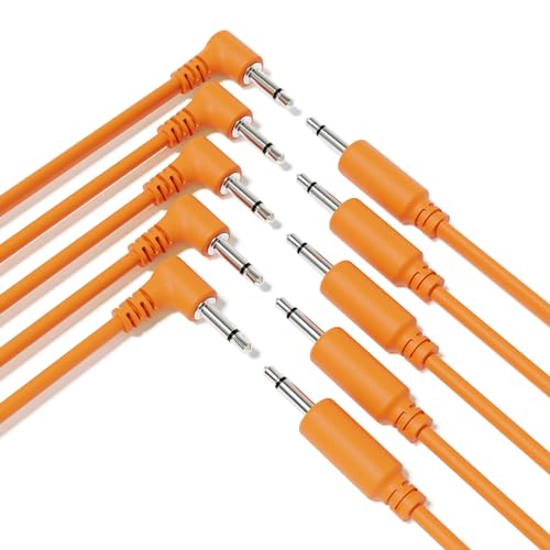 ExcelValley - 5-Pack Hybrid Mono Modular Patchkabel TS 3,5mm 1/8" [Orange | 60 cm - 23,62"] von ExcelValley