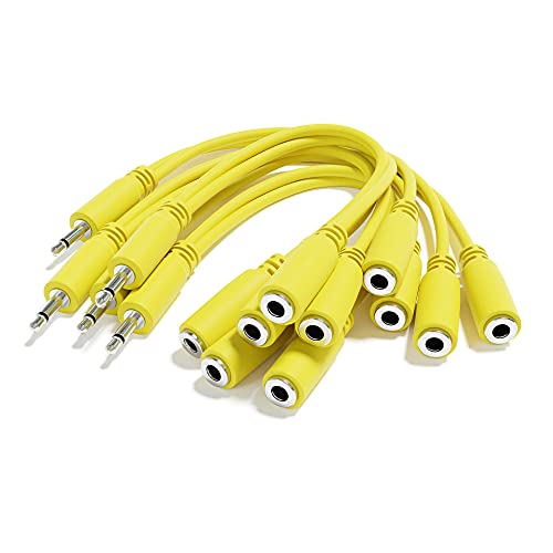 ExcelValley - 5-Pack - Mono Splitter Y Patchkabel - TS 3,5mm 1/8" Eurorack Synth Synthesizer [Gelb] von ExcelValley