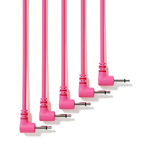 ExcelValley - 5-Pack - Rechtwinkliger Mono Modular Patchkabel - 3,5mm 1/8" Eurorack Synthesizer [Rosa | 45 cm - 17,72"] von ExcelValley