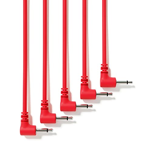 ExcelValley - 5-Pack - Rechtwinkliger Mono Modular Patchkabel - 3,5mm 1/8" Eurorack Synthesizer [Rot | 45 cm - 17,72"] von ExcelValley